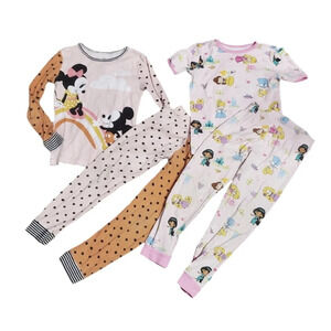 Disney Store Girls Princess & Mickey/Minnie Pajamas Bundle 7